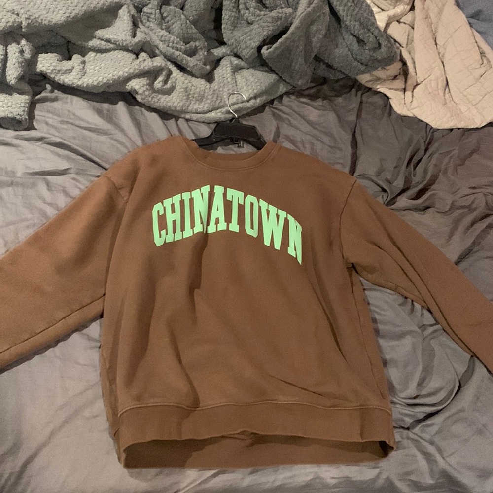 Chinatown Market brown and mint crewneck sweatshirt